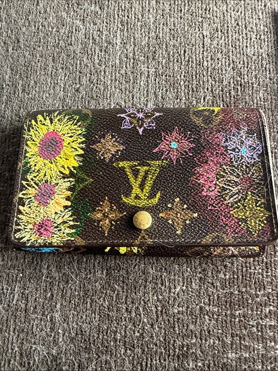 Louis Vuitton Handbags - AUTH Handpainted sunflower Louis Vuitton wallet